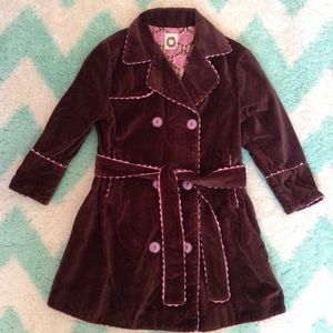 adorable NEST brown velvet trench coat 4 5 (E4)